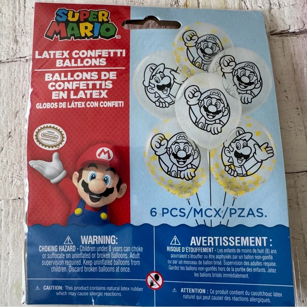 Super Mario Latex Confetti Balloons NEW Lot‎ of 2 Packs of 6 | 12 Balloons